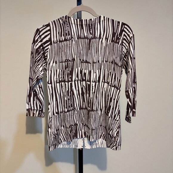 Boston Proper Beaded Brown White Animal Print Cardigan - Picture 10 of 13